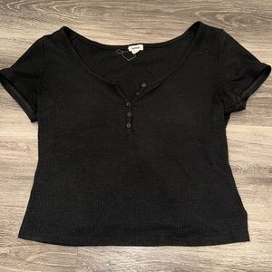 Black Button Down T- Shirt